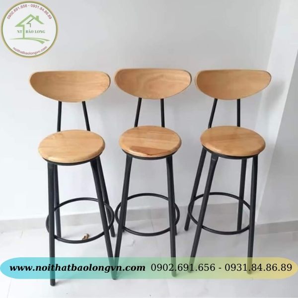Ghế bar cafe chân sắt gỗ - Ảnh 4