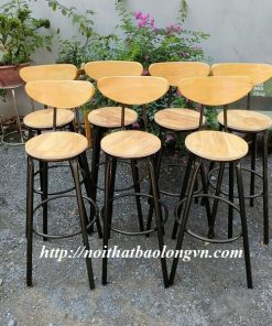 Ghế bar cafe chân sắt gỗ