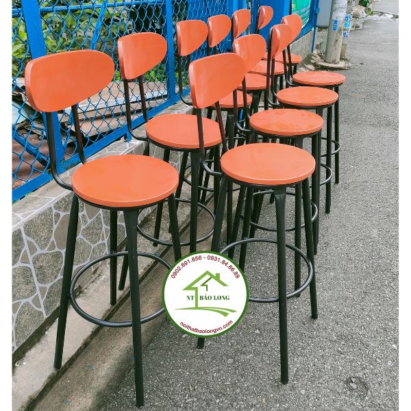 Ghế bar cafe chân sắt gỗ - Ảnh 2
