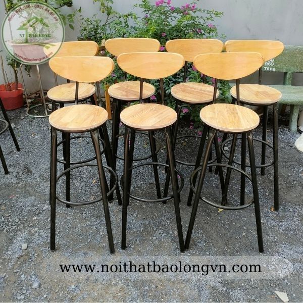 Ghế bar cafe chân sắt gỗ - Ảnh 6