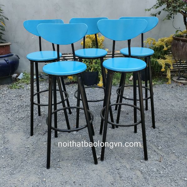 Ghế bar cafe chân sắt gỗ - Ảnh 5