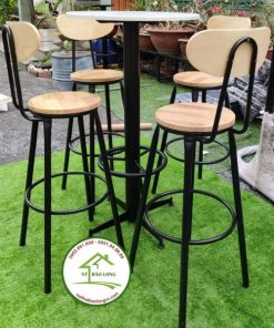 Bộ bàn ghế bar cafe mặt gỗ