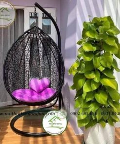 Xích đu đơn đan rối nệm nhiều màu