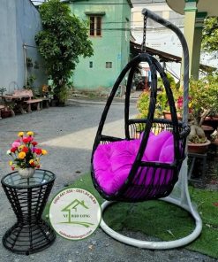 Xích đu giỏ đơn kèm bàn kính