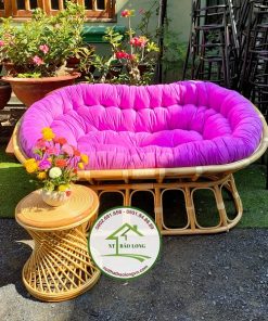 Ghế mây papasan đôi kèm đôn