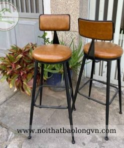 Ghế bar sắt mặt ngồi nệm da