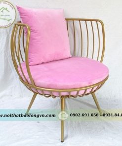 Ghế sofa decor thư giãn nệm hồng