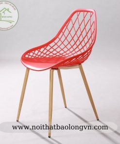 Alternative view of Ghế cafe lưng nhựa chân sắt sơn giả gỗ