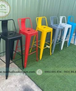 Ghế bar Tolix có tựa nhiều màu