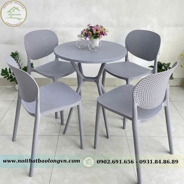 Bộ bàn ghế cafe nhựa Pony - Ảnh 5