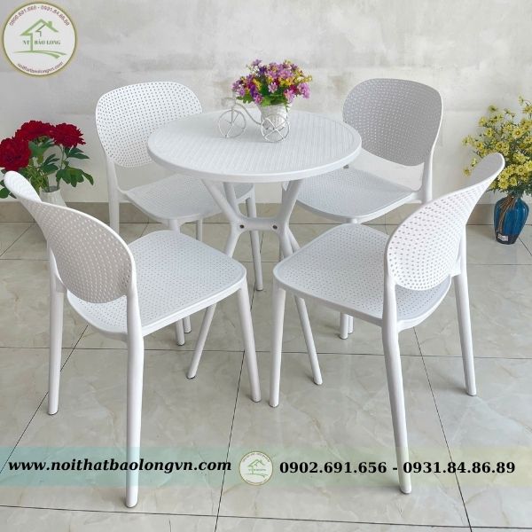 Bộ bàn ghế cafe nhựa Pony - Ảnh 4