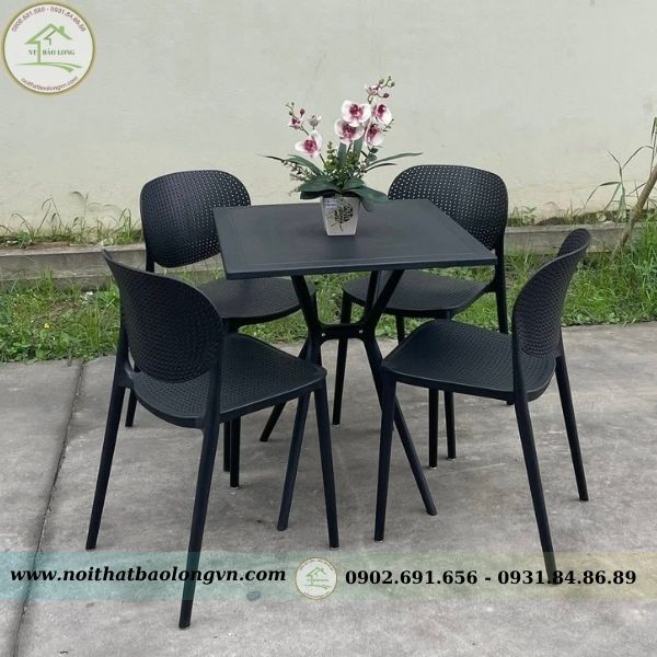 Bộ bàn ghế cafe nhựa đúc Pony - Ảnh 5