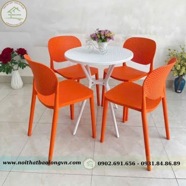 Bộ bàn ghế cafe nhựa Pony