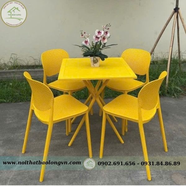 Bộ bàn ghế cafe nhựa đúc Pony - Ảnh 2
