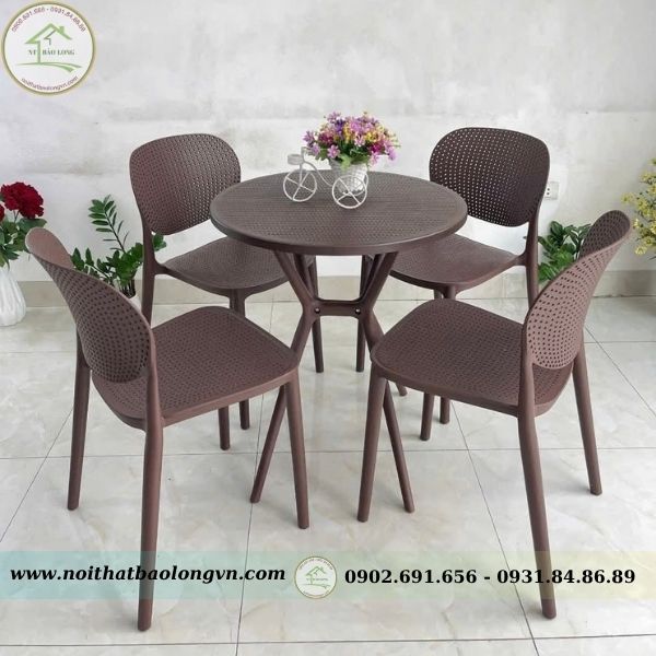 Bộ bàn ghế cafe nhựa đúc Pony - Ảnh 3