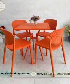 Bộ bàn ghế cafe nhựa đúc Pony