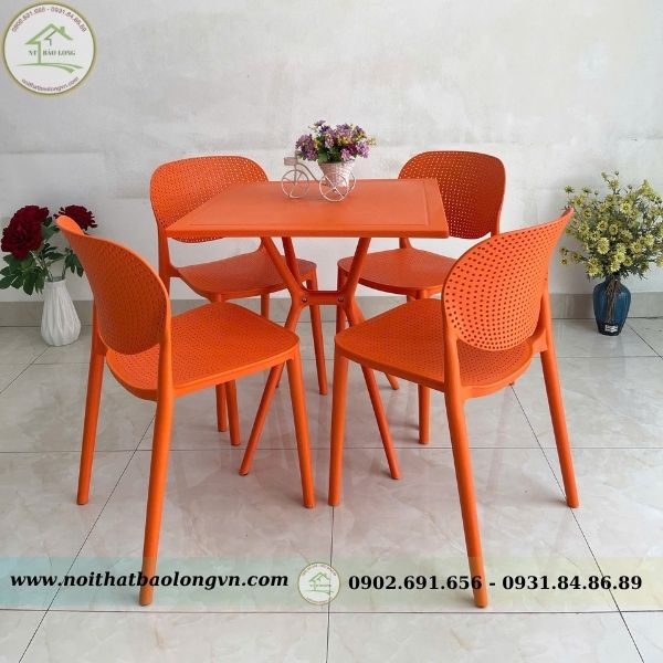 Bộ bàn ghế cafe nhựa đúc Pony