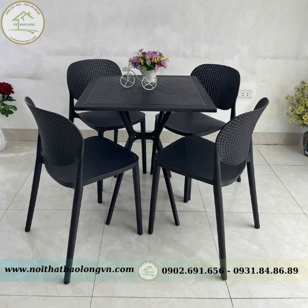 Bộ bàn ghế cafe nhựa đúc Pony - Ảnh 7