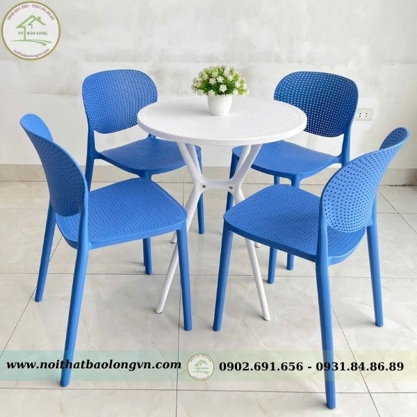 Bộ bàn ghế cafe nhựa Pony - Ảnh 2
