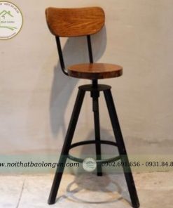 Ghế bar xoay 3 chân mặt gỗ sồi