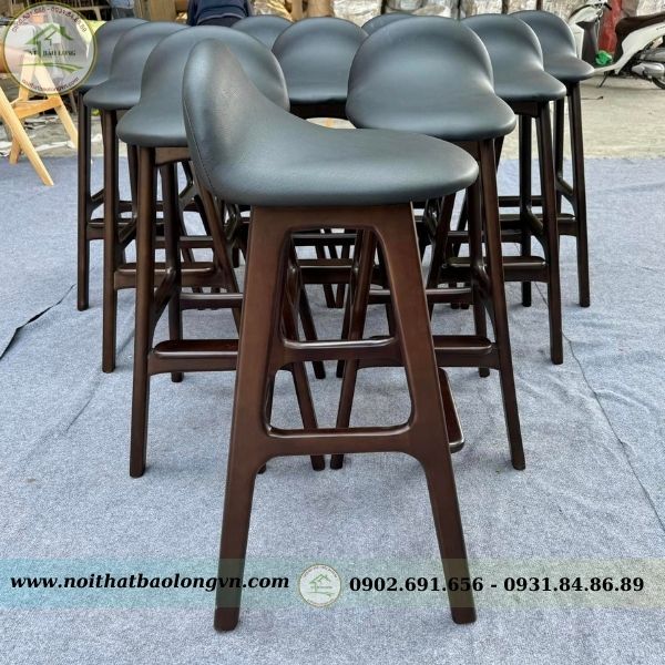 Ghế bar cafe gỗ cao su - Ảnh 3