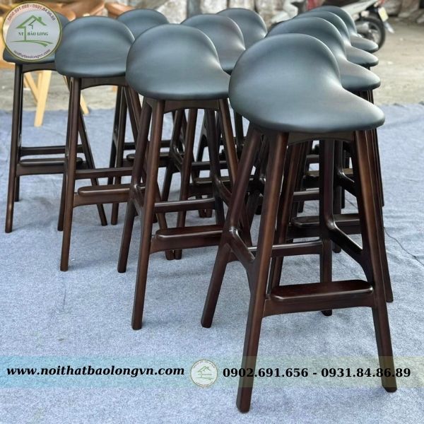 Ghế bar cafe gỗ cao su - Ảnh 7