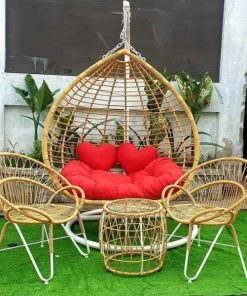 Alternative view of Combo đôi xích đu mây nhựa
