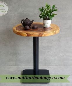 Alternative view of Bàn cafe chân sắt mặt gỗ Me tây