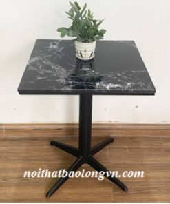 Bàn cafe vuông chân sắt mặt đá