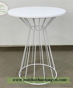 Alternative view of Bàn cafe chân sắt mặt gỗ cao su