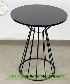 Bàn cafe chân sắt mặt gỗ cao su
