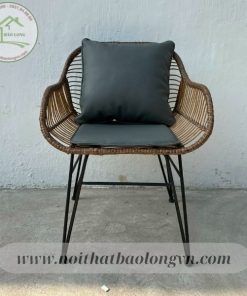 Alternative view of Ghế cafe khung sắt đan mây nhựa