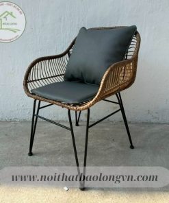 Ghế cafe khung sắt đan mây nhựa