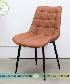 Ghế ăn chân sắt nệm bọc da
