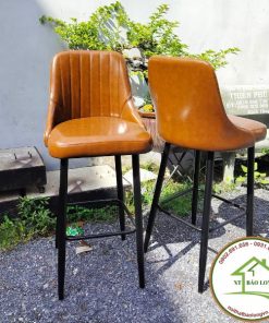 Ghế bar chân sắt nệm da