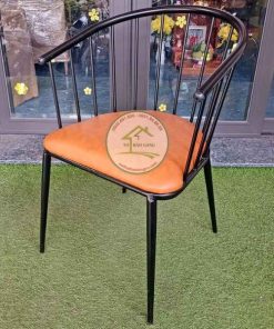 Ghế cafe Genny khung sắt nệm da