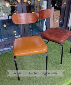 Ghế cafe khung sắt tựa lưng gỗ