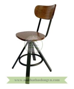 Ghế cafe gỗ chân sắt hộp