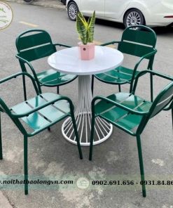 Bàn ghế sắt ba lá có tay vịn