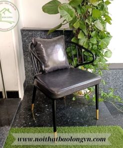 Alternative view of Ghế cafe sắt có tay bọc nệm da PU