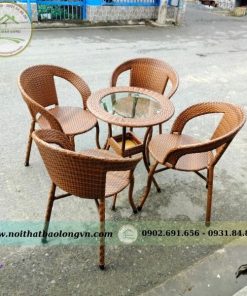 Alternative view of Bộ bàn ghế cafe mây nhựa