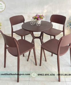 Bộ bàn ghế cafe tròn nhựa đúc