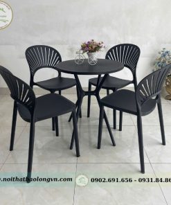 Alternative view of Bộ bàn ghế nhựa đúc lưng quạt