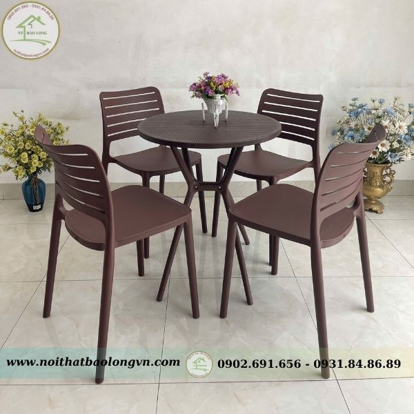 Bộ bàn ghế nhựa đúc sọc ngang - Ảnh 4