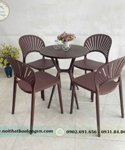 Bộ bàn ghế nhựa đúc lưng quạt - Ảnh 3