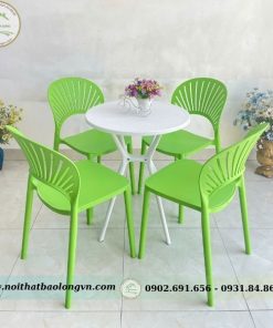 Bộ bàn ghế nhựa đúc lưng quạt - Ảnh 4