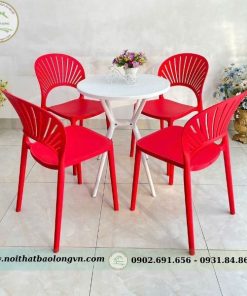 Bộ bàn ghế nhựa đúc lưng quạt - Ảnh 5
