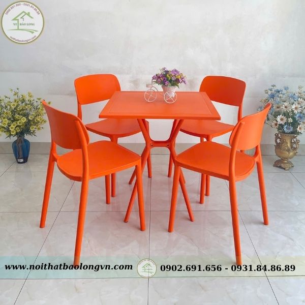 Bộ bàn ghế cafe tròn nhựa đúc - Ảnh 9