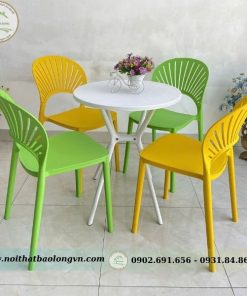 Bộ bàn ghế nhựa đúc lưng quạt - Ảnh 8