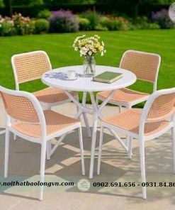 Bộ bàn ghế cafe nhựa giả mây BL02